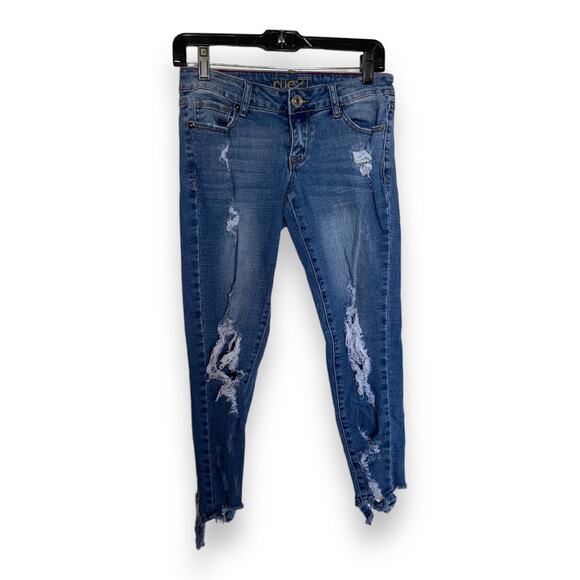 Rue 21 Womens Jeans Sz 4 Low Rise Ankle Jegging Distressed Destroyed Ripped - Picture 1 of 10